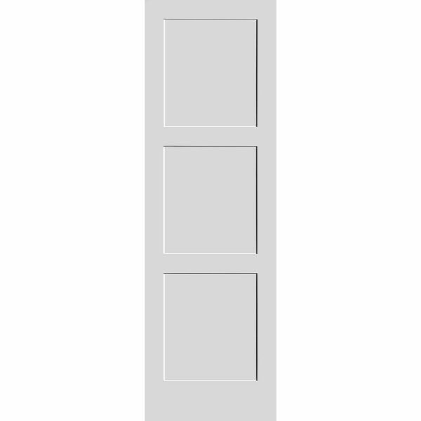 Codel Doors 34" x 96" Primed 3-Panel Equal Panel Interior Shaker Slab Door 2180pri8433